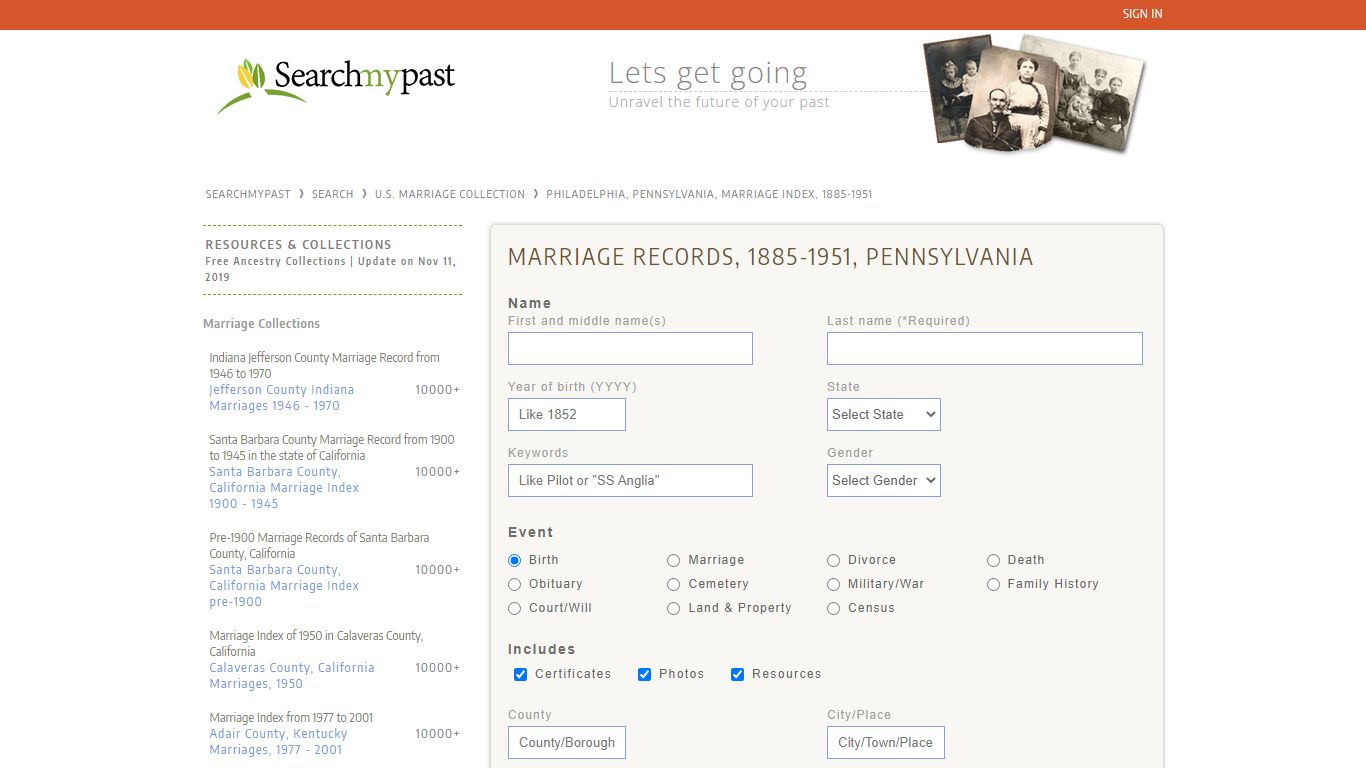 MARRIAGE RECORDS, 1885-1951, PENNSYLVANIA - searchmypast